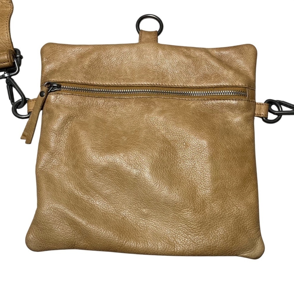 Latico Crossbody Soft Pebbled Leather Tan Removable Strap Handmade in India - Picture 3 of 10